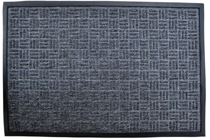 24" X 36" Gray Synthetic Fiber Abstract Outdoor Door Mat