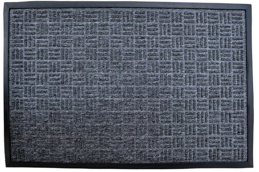 24" X 36" Gray Synthetic Fiber Abstract Outdoor Door Mat