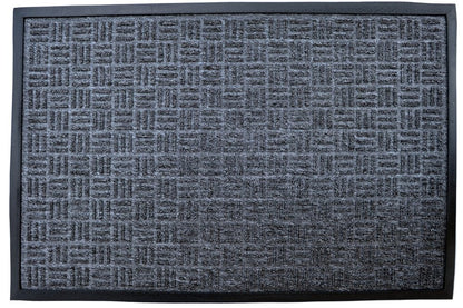24" X 36" Gray Synthetic Fiber Abstract Outdoor Door Mat