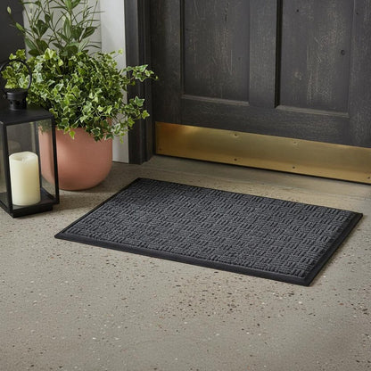 24" X 36" Gray Synthetic Fiber Abstract Outdoor Door Mat