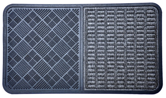 16" X 28" Gray Synthetic Fiber Abstract Outdoor Door Mat