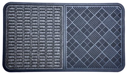 16" X 28" Gray Synthetic Fiber Abstract Outdoor Door Mat