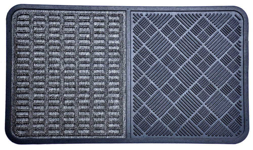 16" X 28" Gray Synthetic Fiber Abstract Outdoor Door Mat