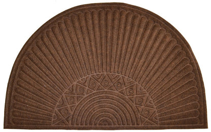 24" X 36" Brown Synthetic Fiber Abstract Outdoor Semi Circle Door Mat