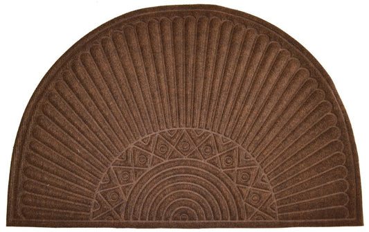 24" X 36" Brown Synthetic Fiber Abstract Outdoor Semi Circle Door Mat