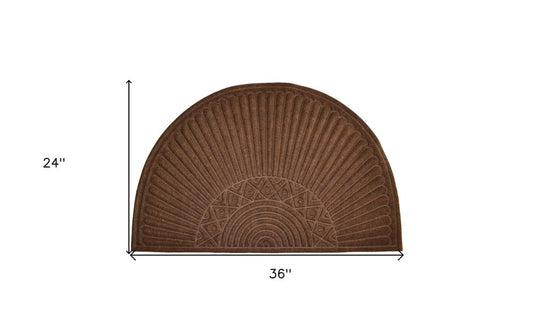 24" X 36" Brown Synthetic Fiber Abstract Outdoor Semi Circle Door Mat