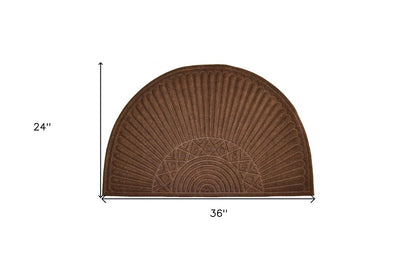 24" X 36" Brown Synthetic Fiber Abstract Outdoor Semi Circle Door Mat