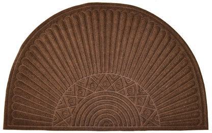 24" X 36" Brown Synthetic Fiber Abstract Outdoor Semi Circle Door Mat