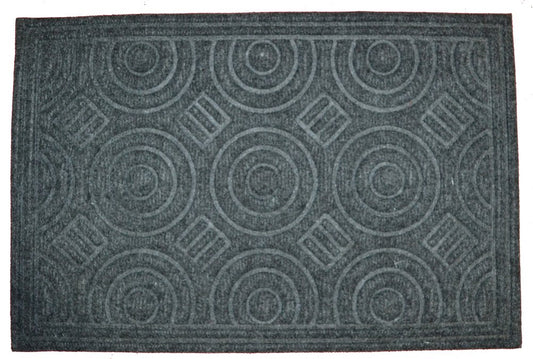 16" X 27" Gray Synthetic Fiber Abstract Outdoor Door Mat