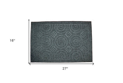 16" X 27" Gray Synthetic Fiber Abstract Outdoor Door Mat