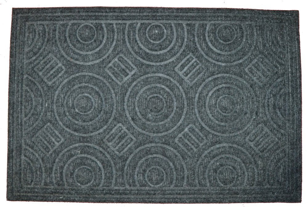 16" X 27" Gray Synthetic Fiber Abstract Outdoor Door Mat