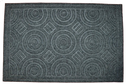 16" X 27" Gray Synthetic Fiber Abstract Outdoor Door Mat