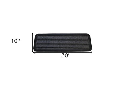 10" X 30" Gray Synthetic Fiber Striped Outdoor Door Mat