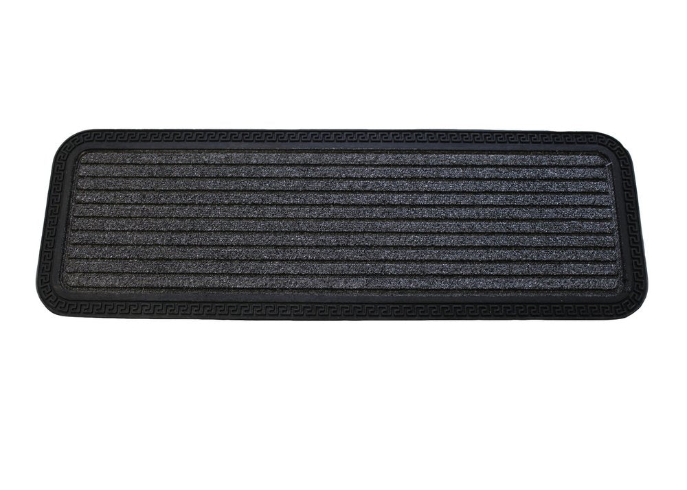 10" X 30" Gray Synthetic Fiber Striped Outdoor Door Mat