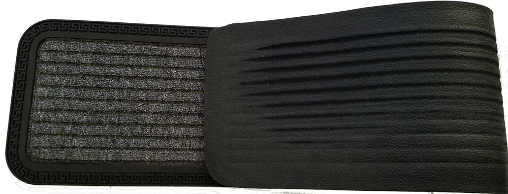 10" X 48" Gray Synthetic Fiber Striped Outdoor Door Mat