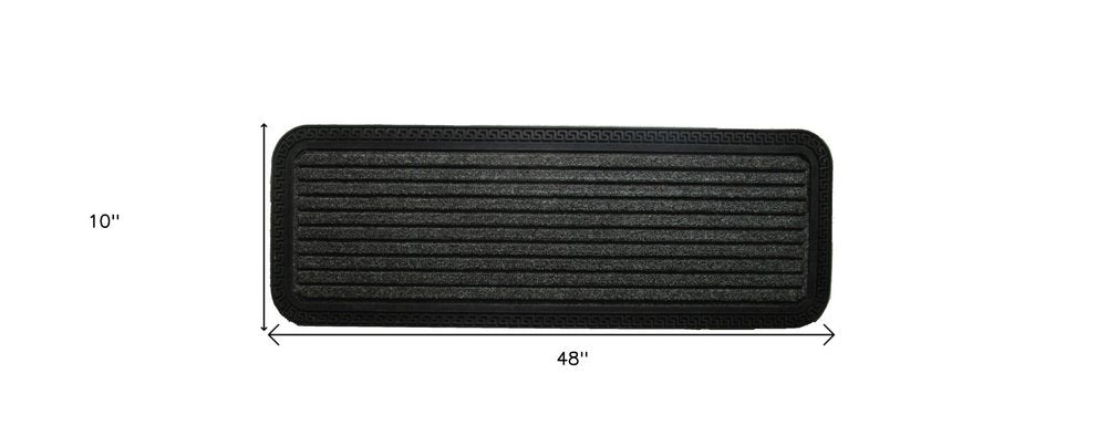 10" X 48" Gray Synthetic Fiber Striped Outdoor Door Mat