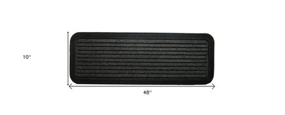 10" X 48" Gray Synthetic Fiber Striped Outdoor Door Mat