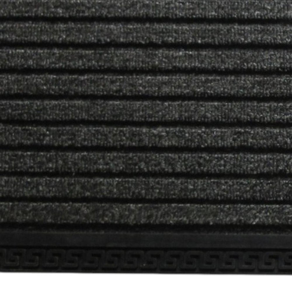 10" X 48" Gray Synthetic Fiber Striped Outdoor Door Mat