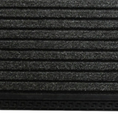10" X 48" Gray Synthetic Fiber Striped Outdoor Door Mat