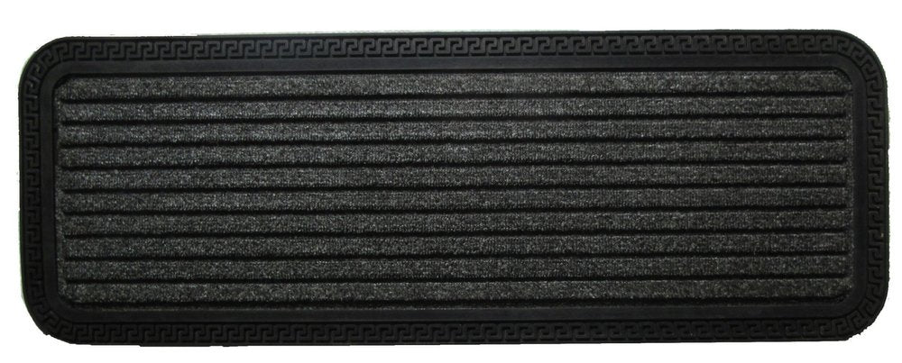 10" X 48" Gray Synthetic Fiber Striped Outdoor Door Mat