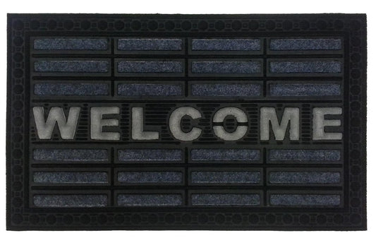 18" X 30" Gray Synthetic Fiber Abstract Outdoor Door Mat
