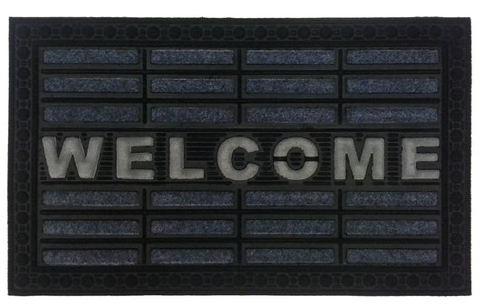 18" X 30" Gray Synthetic Fiber Abstract Outdoor Door Mat