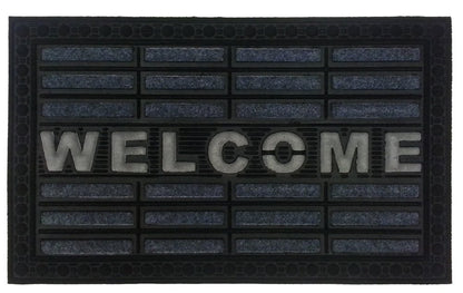 18" X 30" Gray Synthetic Fiber Abstract Outdoor Door Mat