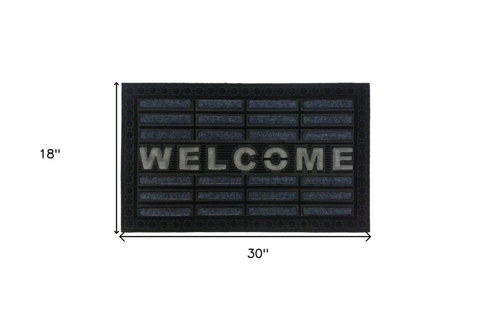 18" X 30" Gray Synthetic Fiber Abstract Outdoor Door Mat