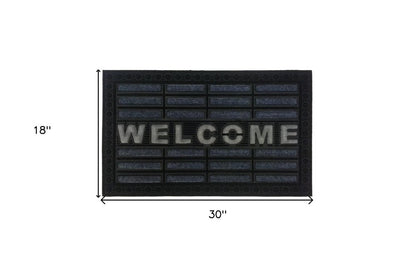 18" X 30" Gray Synthetic Fiber Abstract Outdoor Door Mat