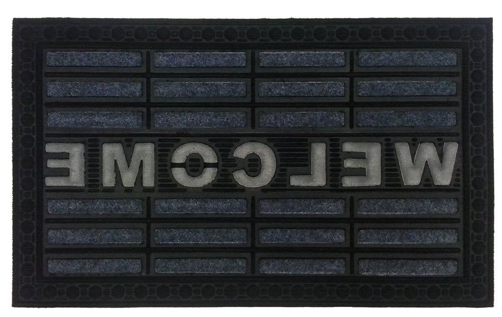 18" X 30" Gray Synthetic Fiber Abstract Outdoor Door Mat